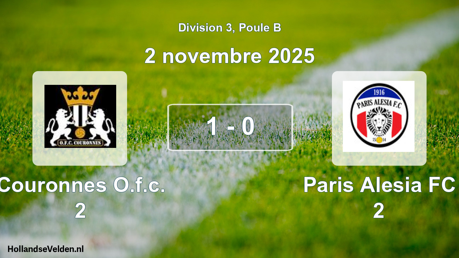 Total number of matches played: Couronnes O.f.c. 2 - Paris Alesia FC 2 1 - 0 (2 November 2025)