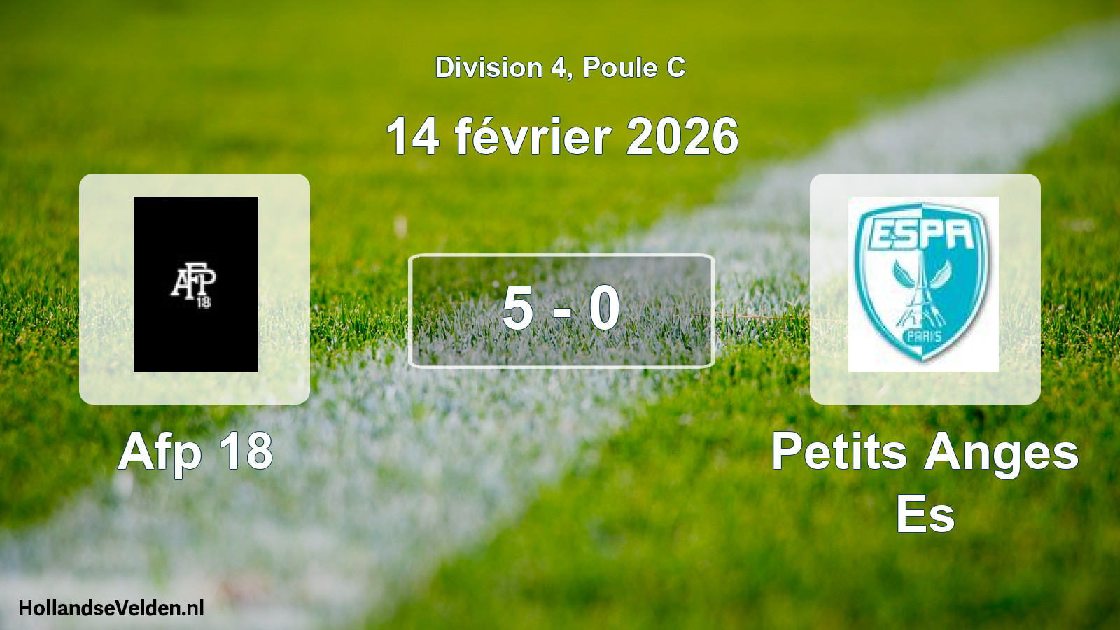 Total number of matches played: Afp 18 - Petits Anges Es 5 - 0 (14 February 2026)