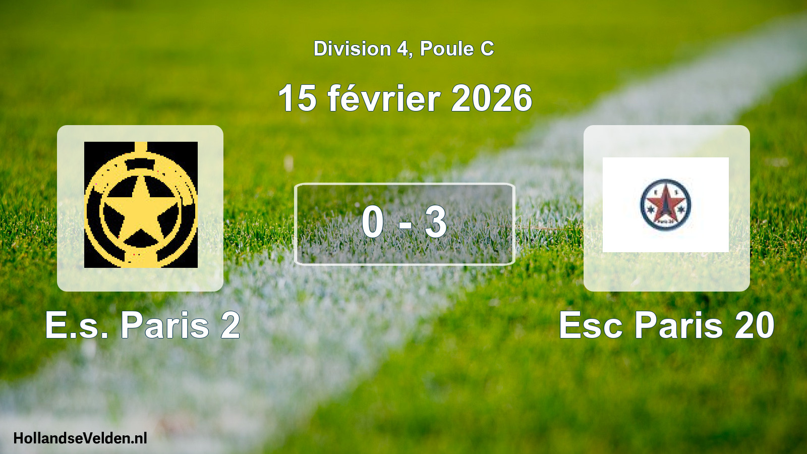 Total number of matches played: E.s. Paris 2 - Esc Paris 20 0 - 3 (15 February 2026)