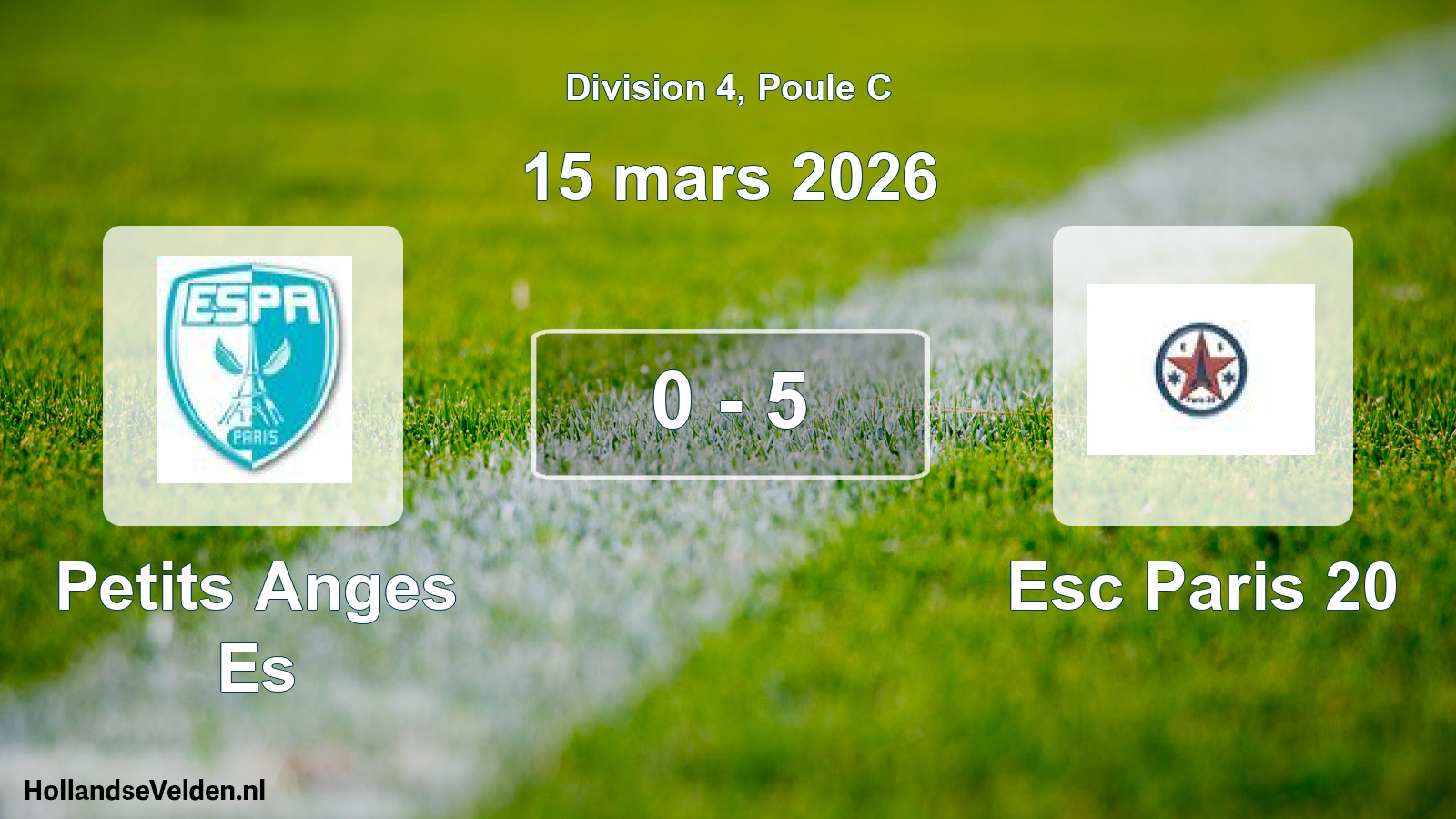 Total number of matches played: Petits Anges Es - Esc Paris 20 0 - 5 (15 March 2026)