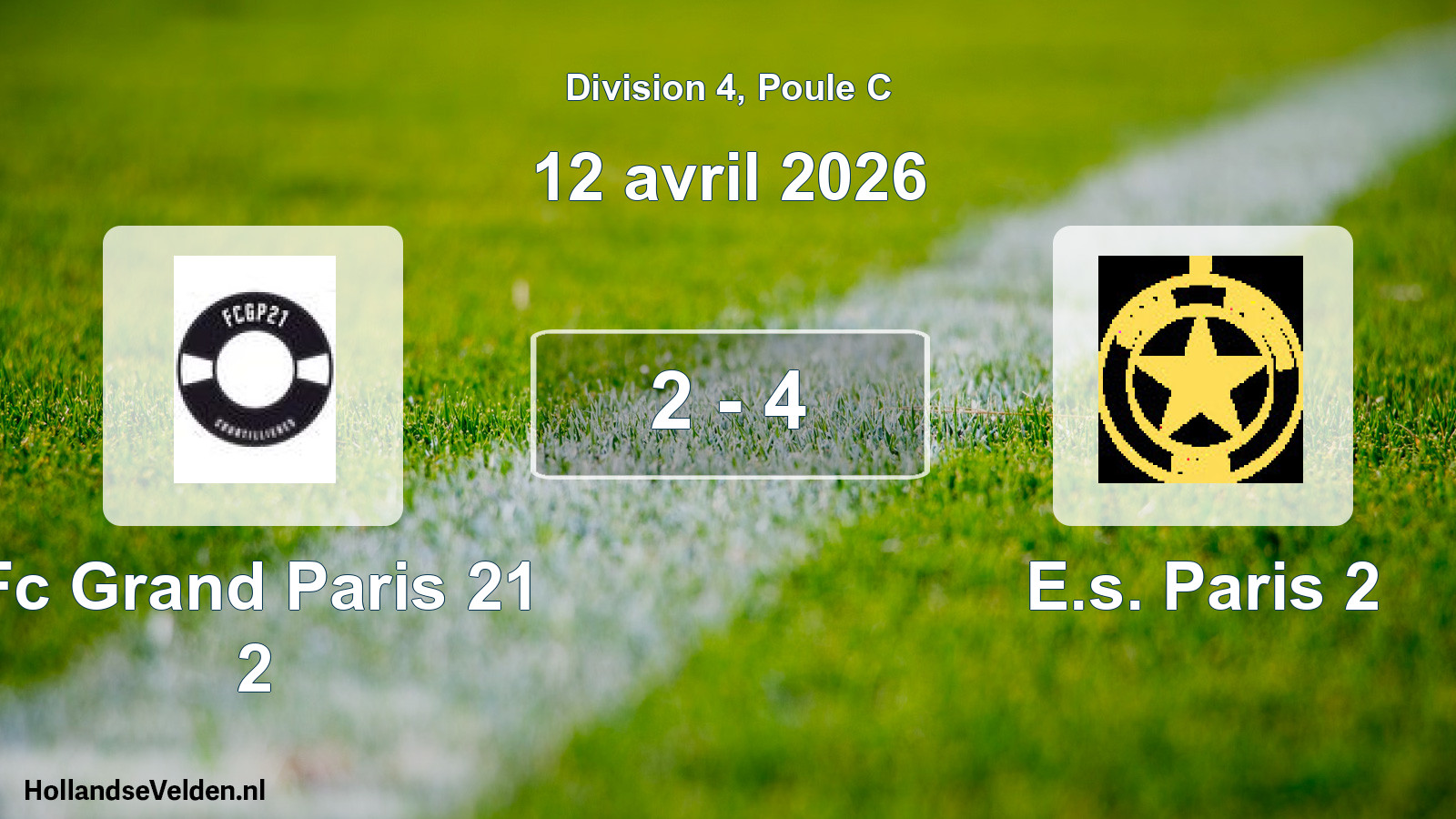 Total number of matches played: Fc Grand Paris 21 2 - E.s. Paris 2 2 - 4 (12 April 2026)