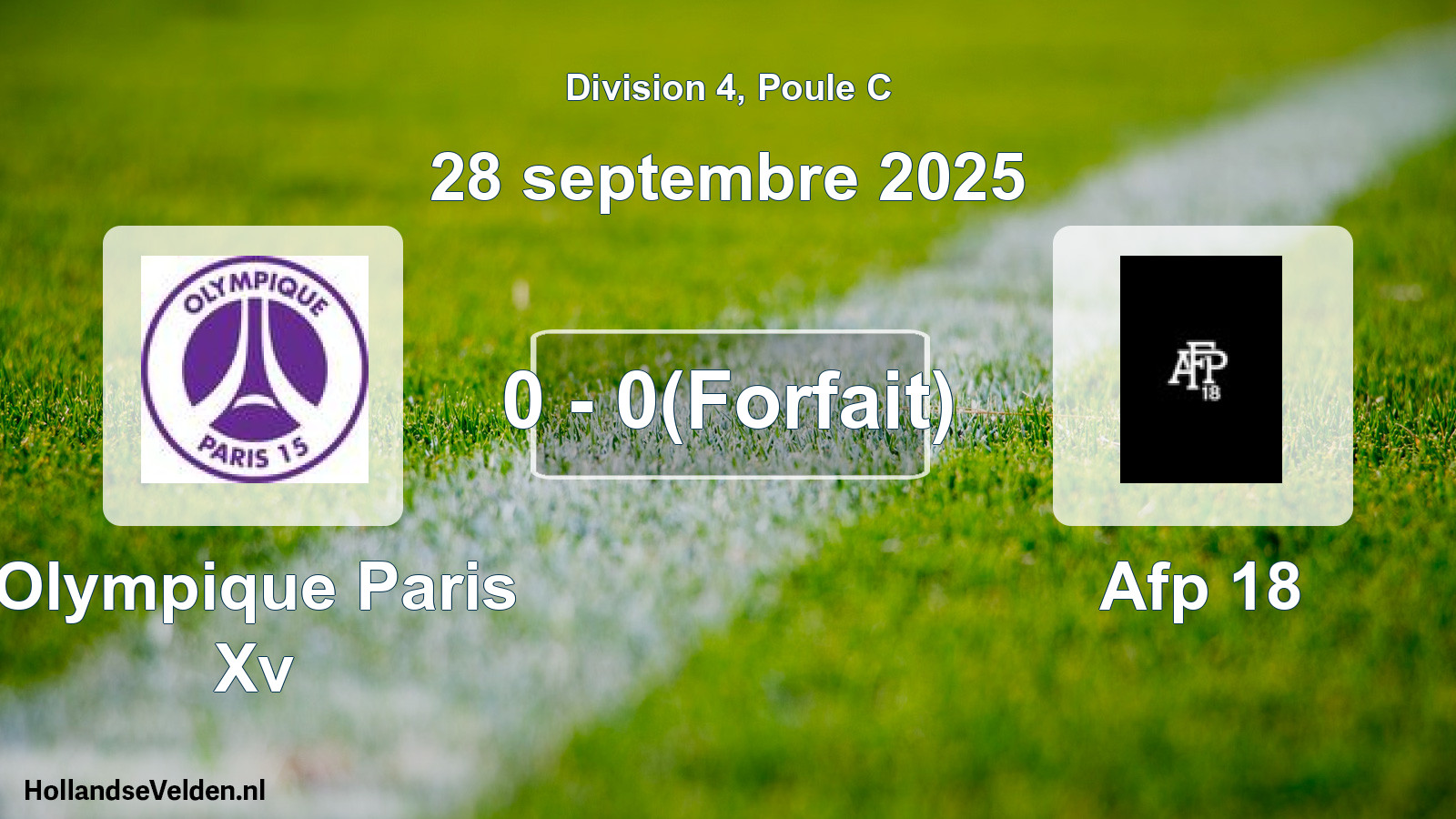Total number of matches played: Olympique Paris Xv - Afp 18 0 - 0(Forfait) (28 September 2025)