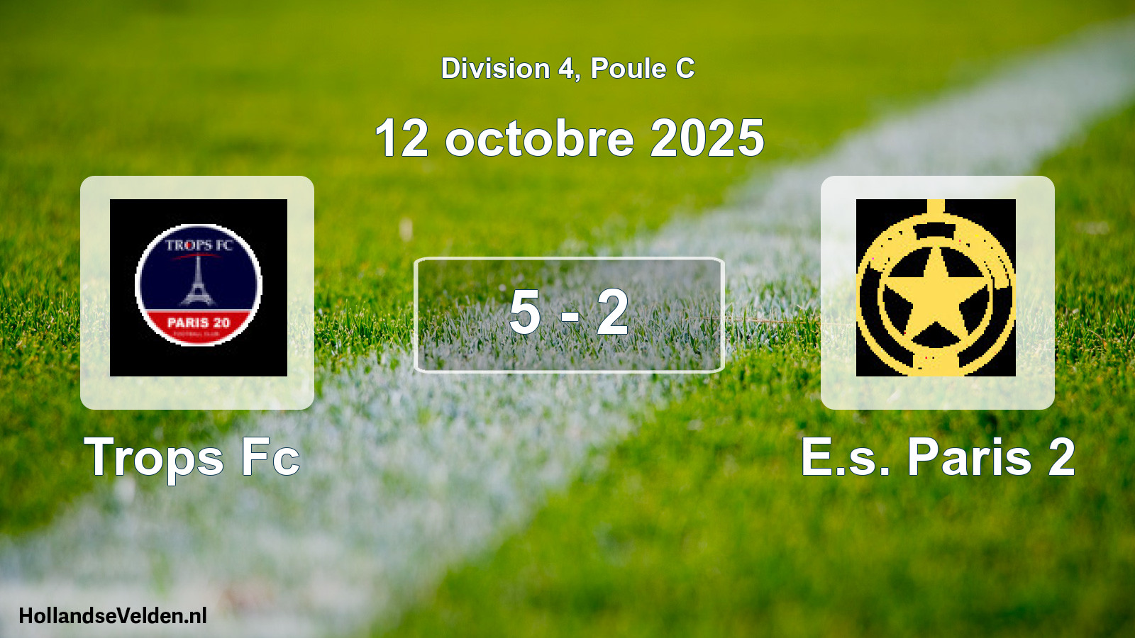 Total number of matches played: Trops Fc - E.s. Paris 2 5 - 2 (12 October 2025)