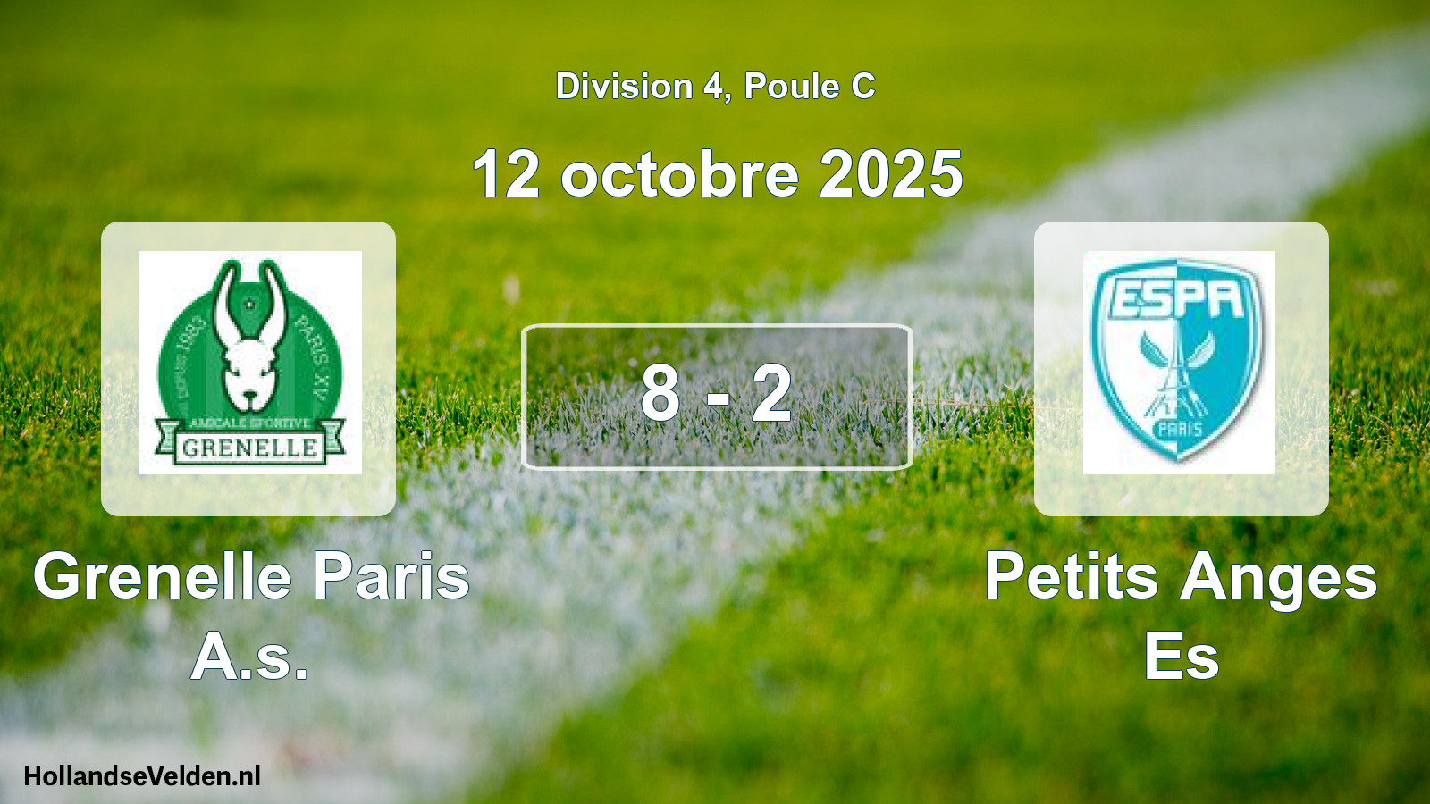 Total number of matches played: Grenelle Paris A.s. - Petits Anges Es 8 - 2 (12 October 2025)