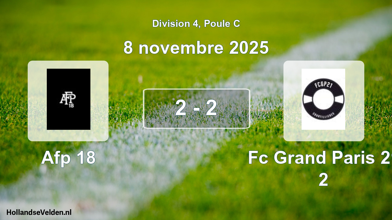 Total number of matches played: Afp 18 - Fc Grand Paris 21 2 2 - 2 (8 November 2025)