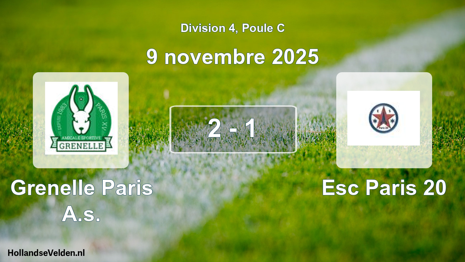 Total number of matches played: Grenelle Paris A.s. - Esc Paris 20 2 - 1 (9 November 2025)