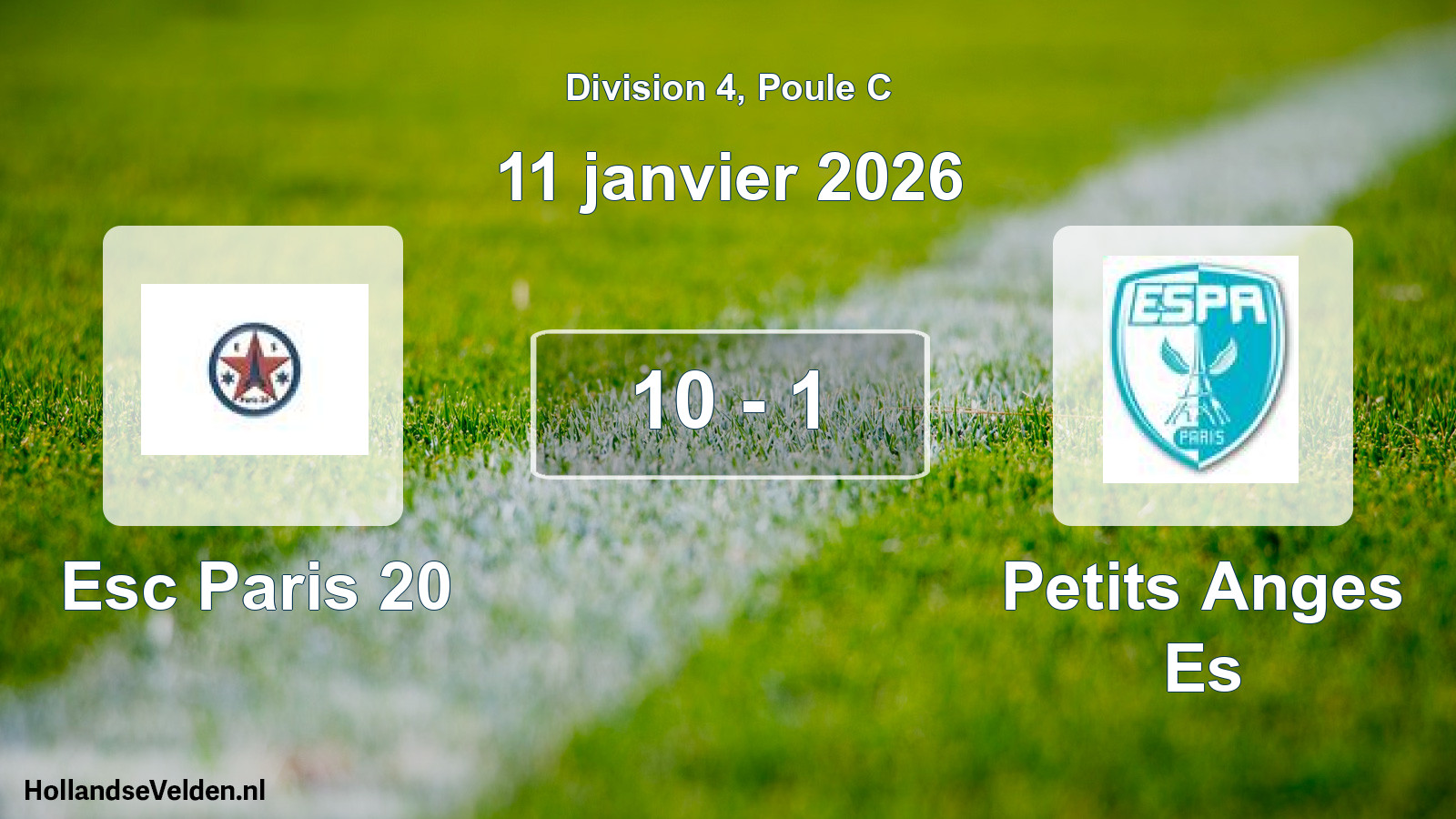 Total number of matches played: Esc Paris 20 - Petits Anges Es 10 - 1 (11 January 2026)
