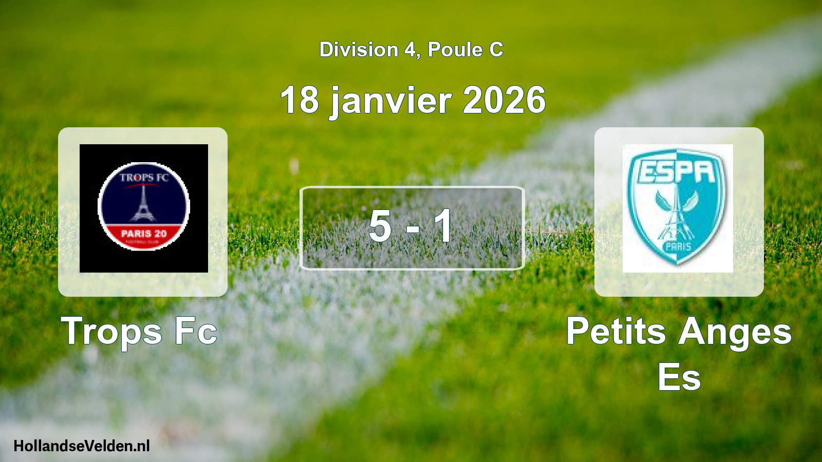 Total number of matches played: Trops Fc - Petits Anges Es 5 - 1 (18 January 2026)