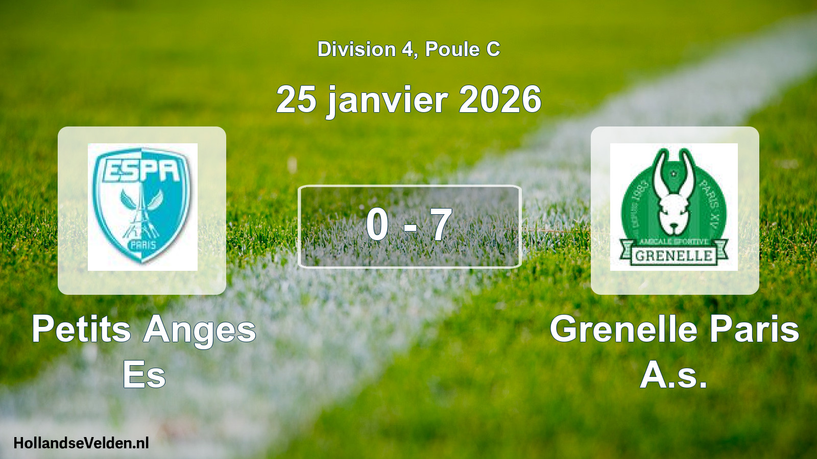 Total number of matches played: Petits Anges Es - Grenelle Paris A.s. 0 - 7 (25 January 2026)