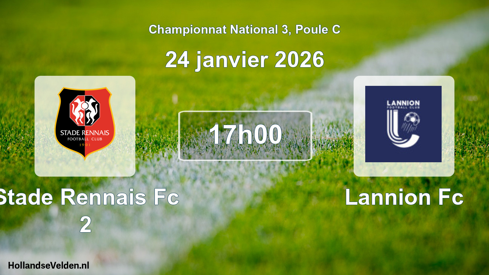 Geplande wedstrijd: Stade Rennais Fc 2 - Lannion Fc (24 janvier 2026)