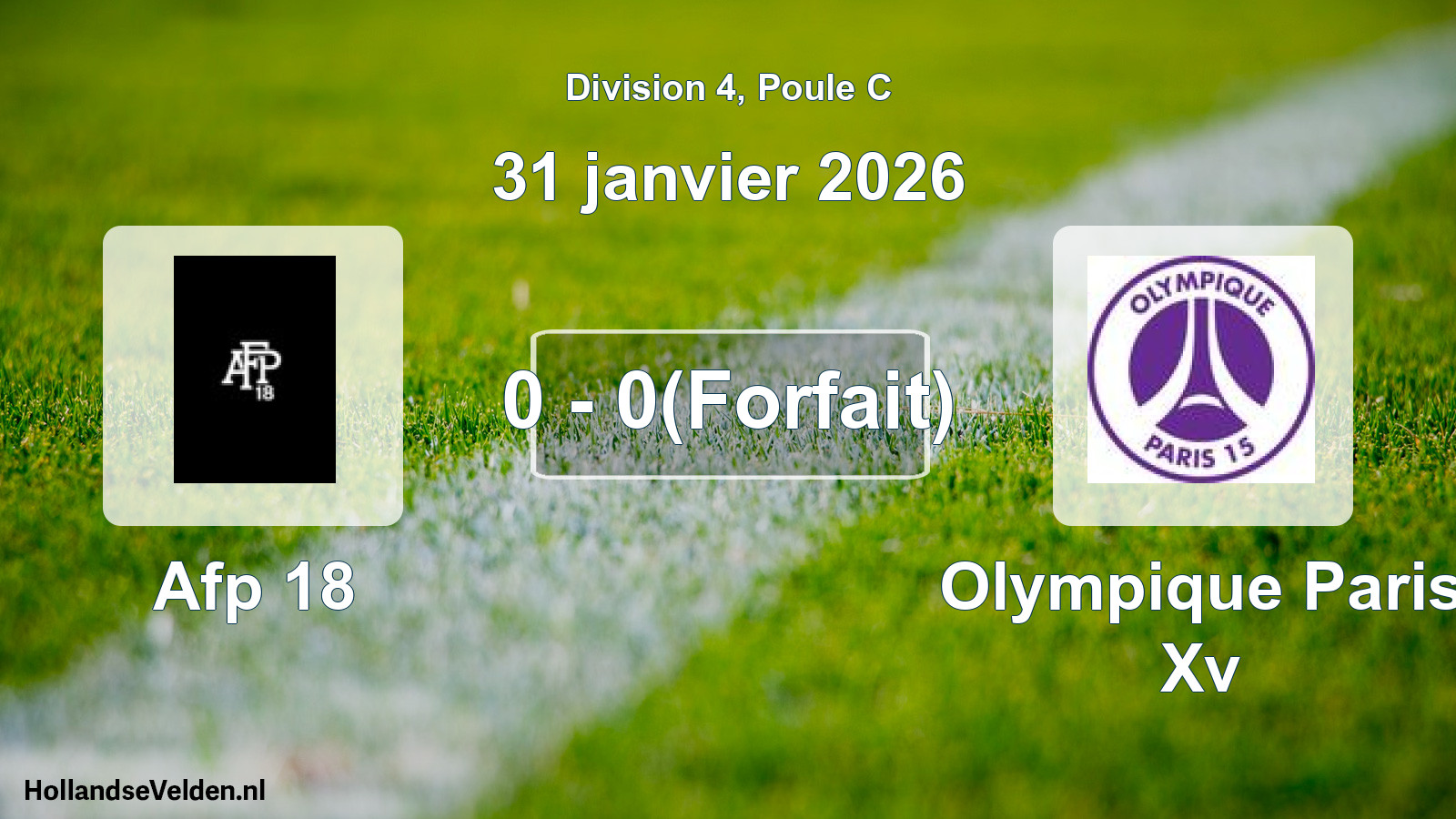 Total number of matches played: Afp 18 - Olympique Paris Xv 0 - 0(Forfait) (31 January 2026)