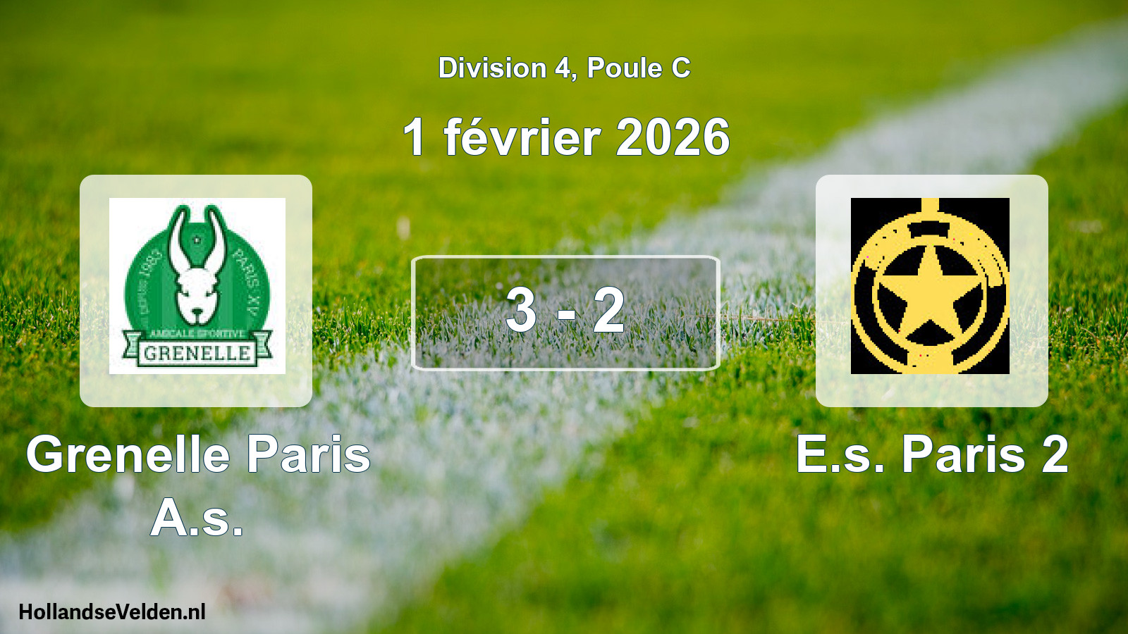 Total number of matches played: Grenelle Paris A.s. - E.s. Paris 2 3 - 2 (1 February 2026)