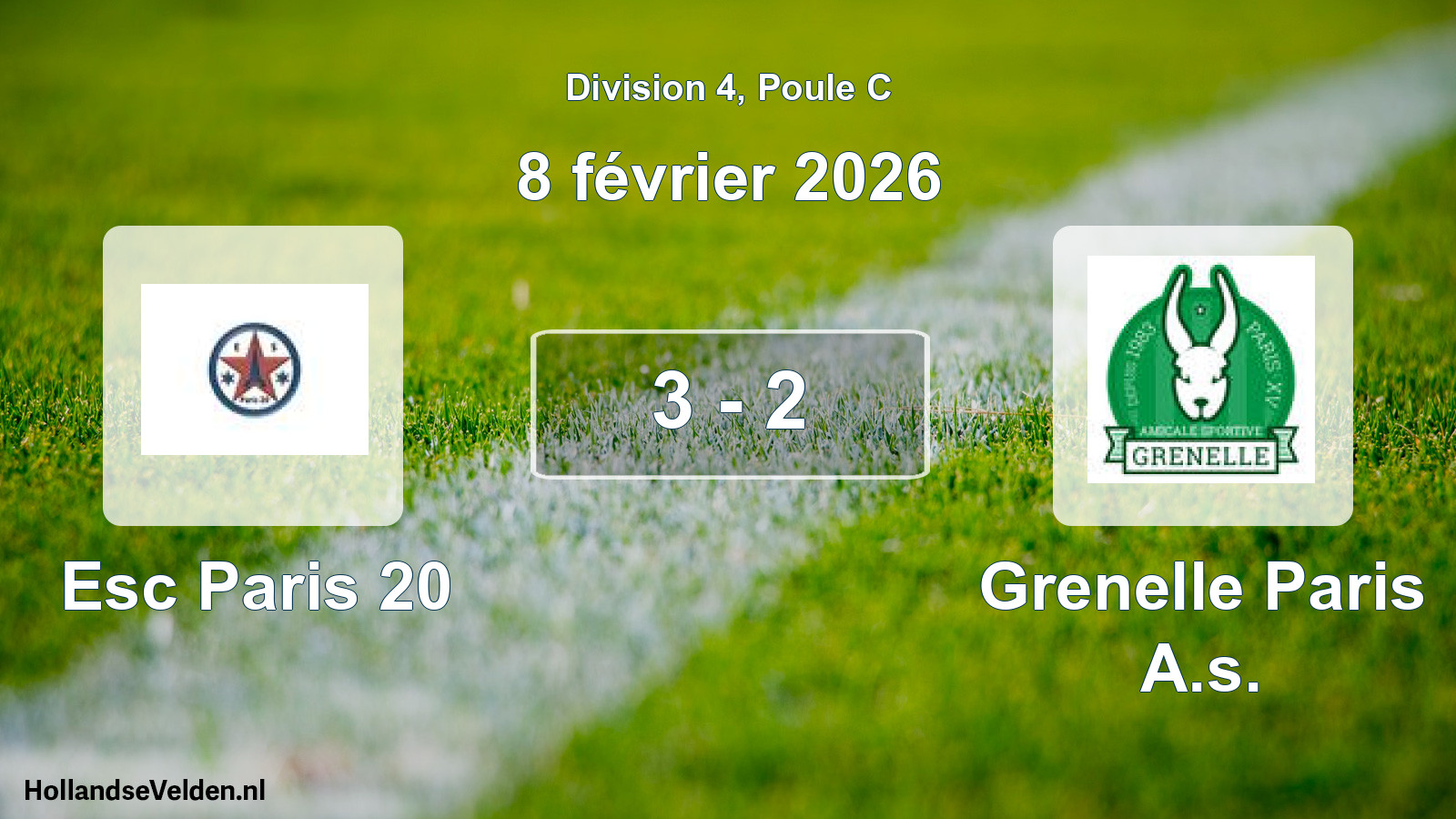 Total number of matches played: Esc Paris 20 - Grenelle Paris A.s. 3 - 2 (8 February 2026)