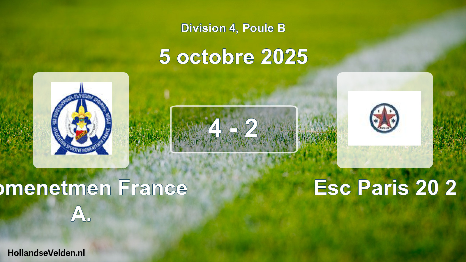 Total number of matches played: Homenetmen France A. - Esc Paris 20 2 4 - 2 (5 October 2025)