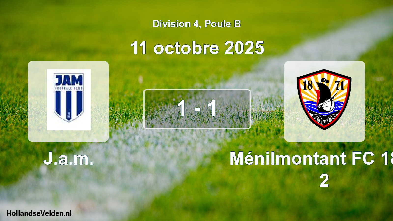 Total number of matches played: J.a.m. - Ménilmontant FC 1871 2 1 - 1 (11 October 2025)