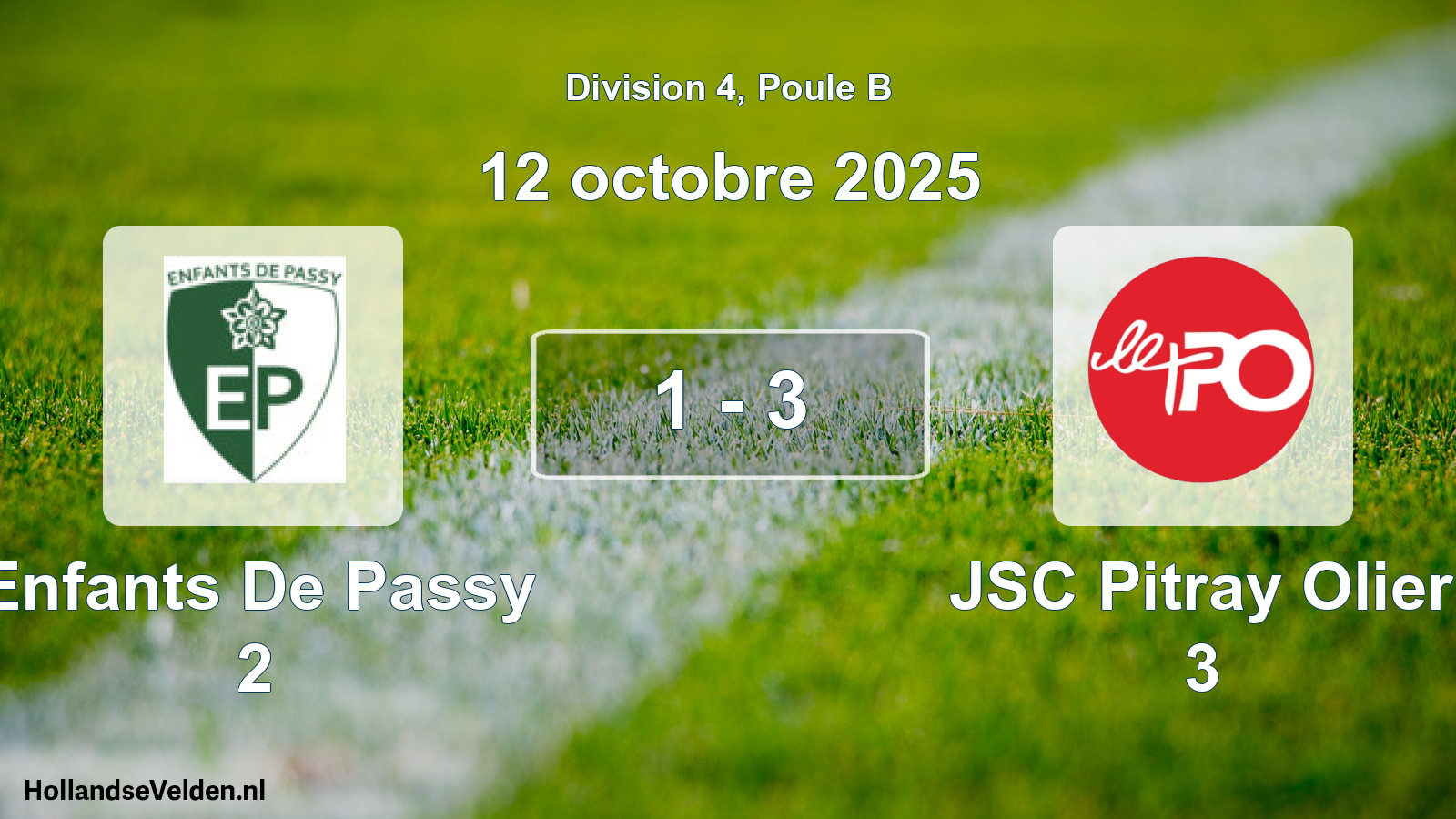Total number of matches played: Enfants De Passy 2 - JSC Pitray Olier 3 1 - 3 (12 October 2025)