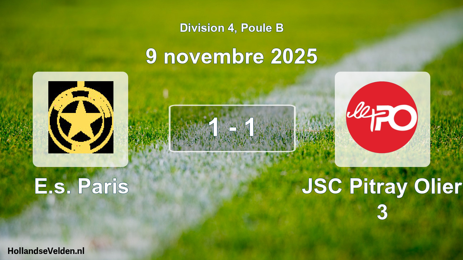 Gespeelde wedstrijd: E.s. Paris - JSC Pitray Olier 3 1 - 1 (9 november 2025)