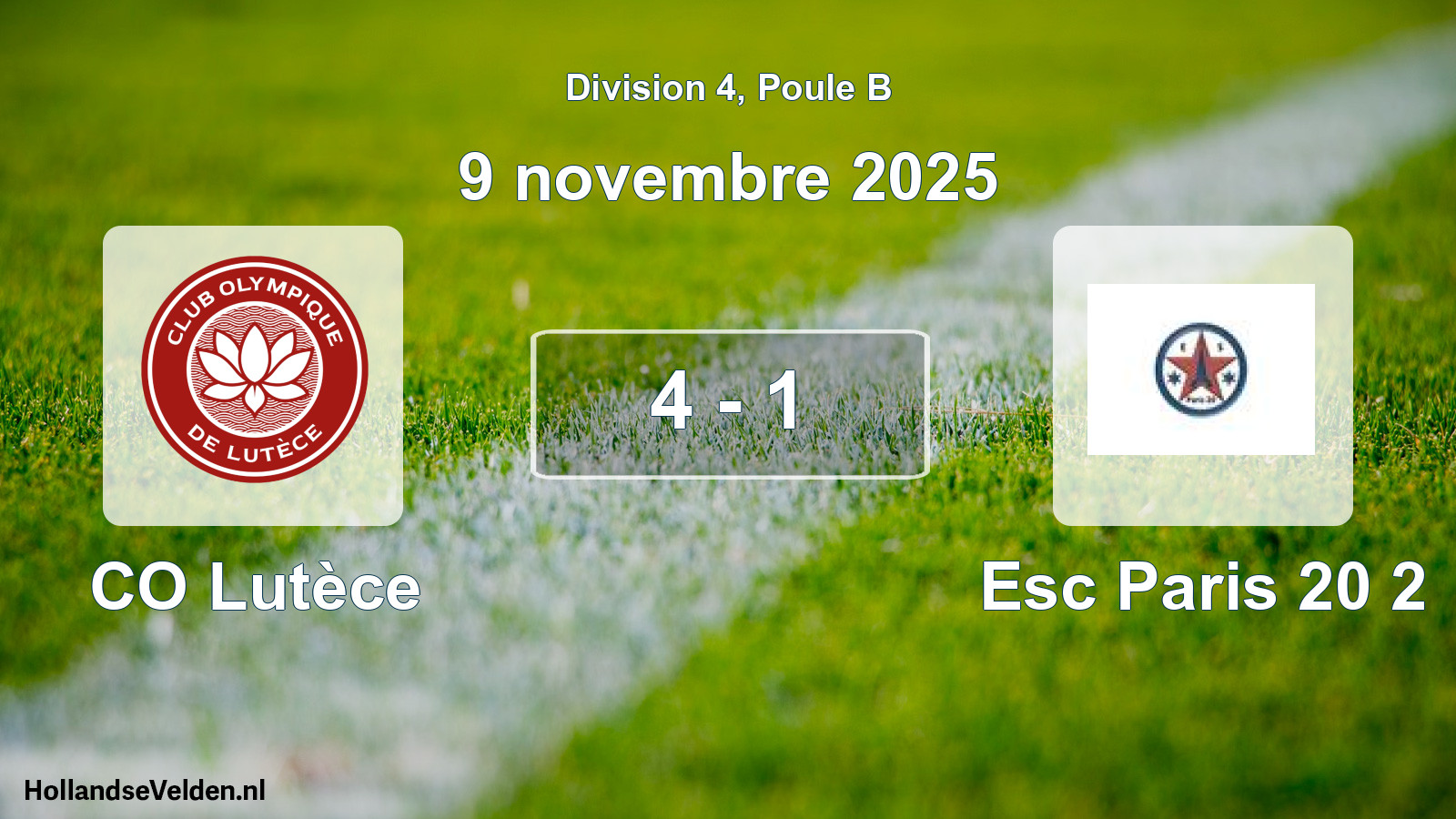 Total number of matches played: CO Lutèce - Esc Paris 20 2 4 - 1 (9 November 2025)