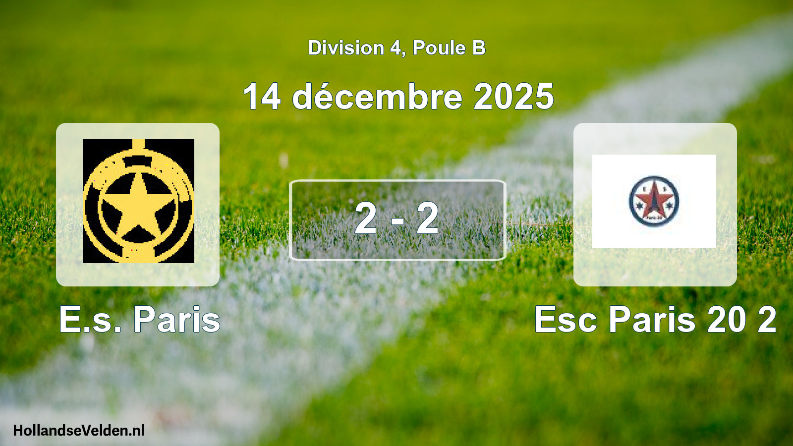 Total number of matches played: E.s. Paris - Esc Paris 20 2 2 - 2 (14 December 2025)