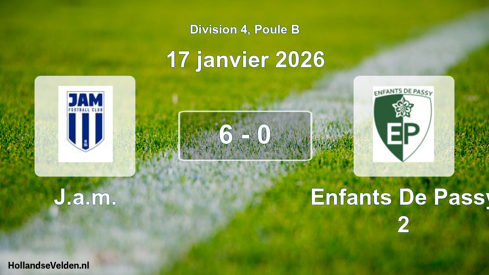 Total number of matches played: J.a.m. - Enfants De Passy 2 6 - 0 (17 January 2026)