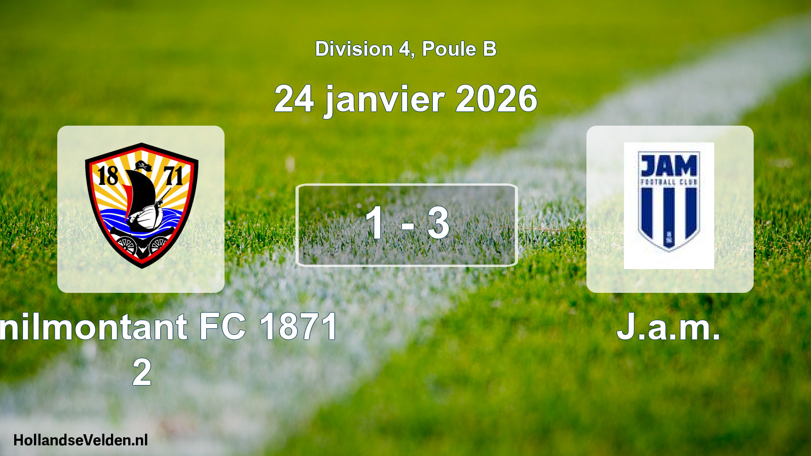 Total number of matches played: Ménilmontant FC 1871 2 - J.a.m. 1 - 3 (24 January 2026)