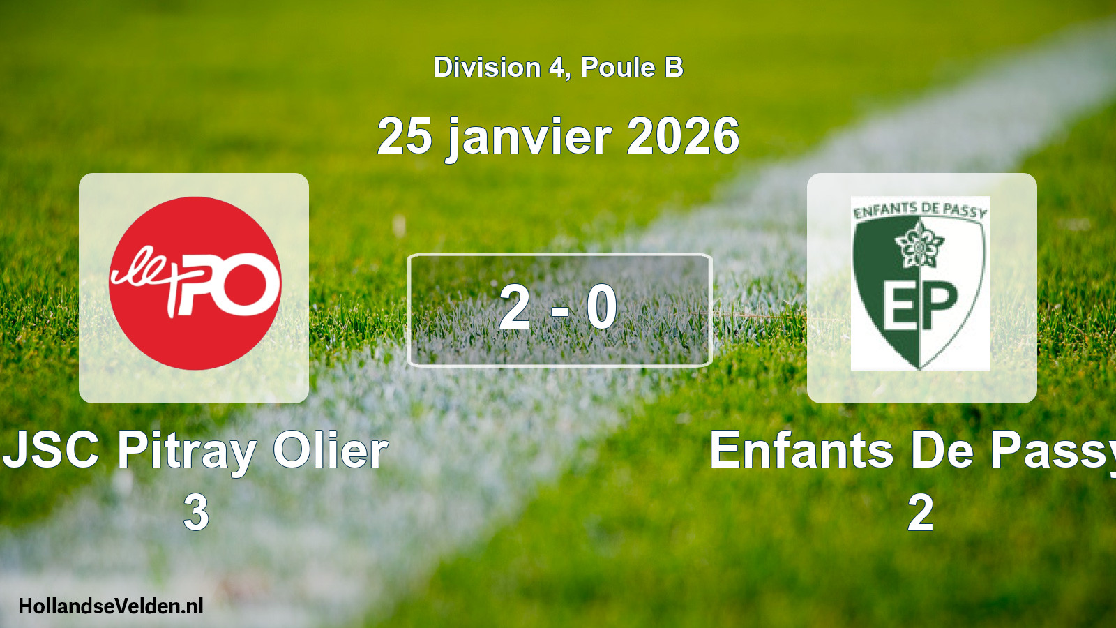 Total number of matches played: JSC Pitray Olier 3 - Enfants De Passy 2 2 - 0 (25 January 2026)