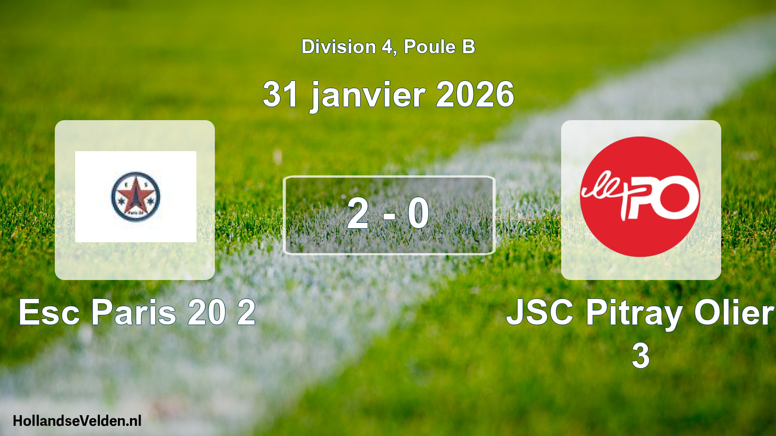 Total number of matches played: Esc Paris 20 2 - JSC Pitray Olier 3 2 - 0 (31 January 2026)