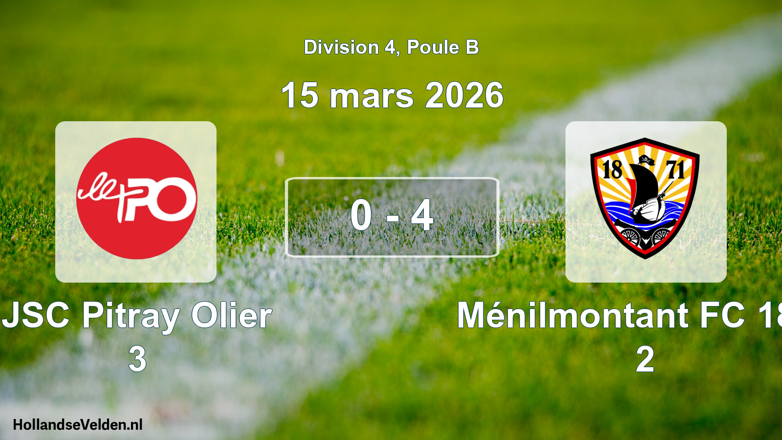 Total number of matches played: JSC Pitray Olier 3 - Ménilmontant FC 1871 2 0 - 4 (15 March 2026)