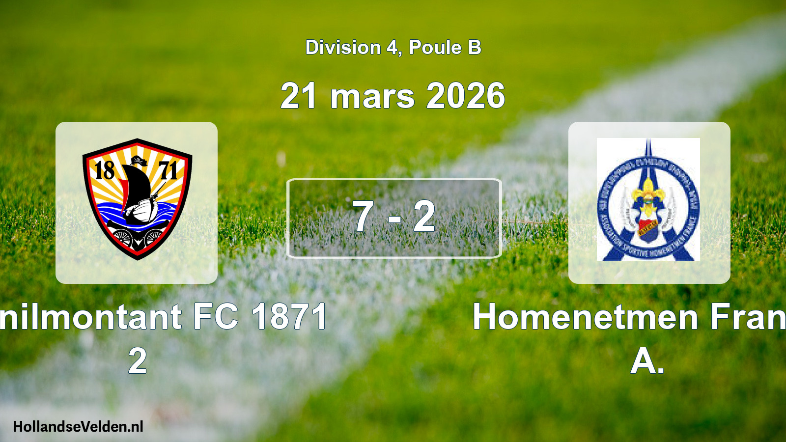 Total number of matches played: Ménilmontant FC 1871 2 - Homenetmen France A. 7 - 2 (21 March 2026)