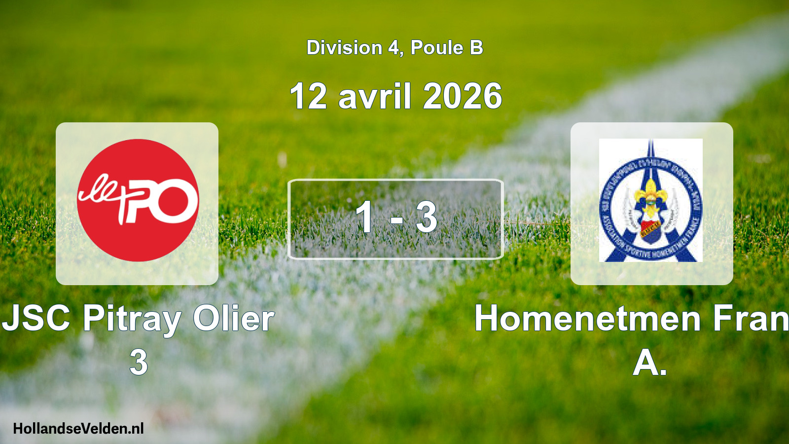 Total number of matches played: JSC Pitray Olier 3 - Homenetmen France A. 1 - 3 (12 April 2026)