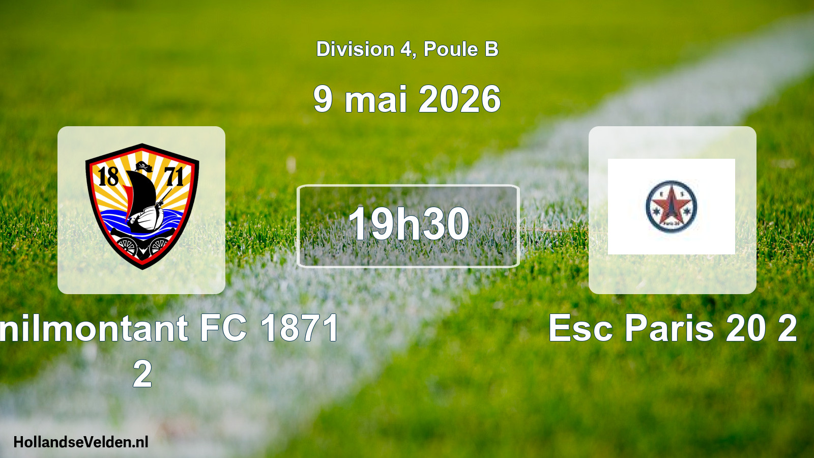 Scheduled Match: Ménilmontant FC 1871 2 - Esc Paris 20 2 (9 May 2026)