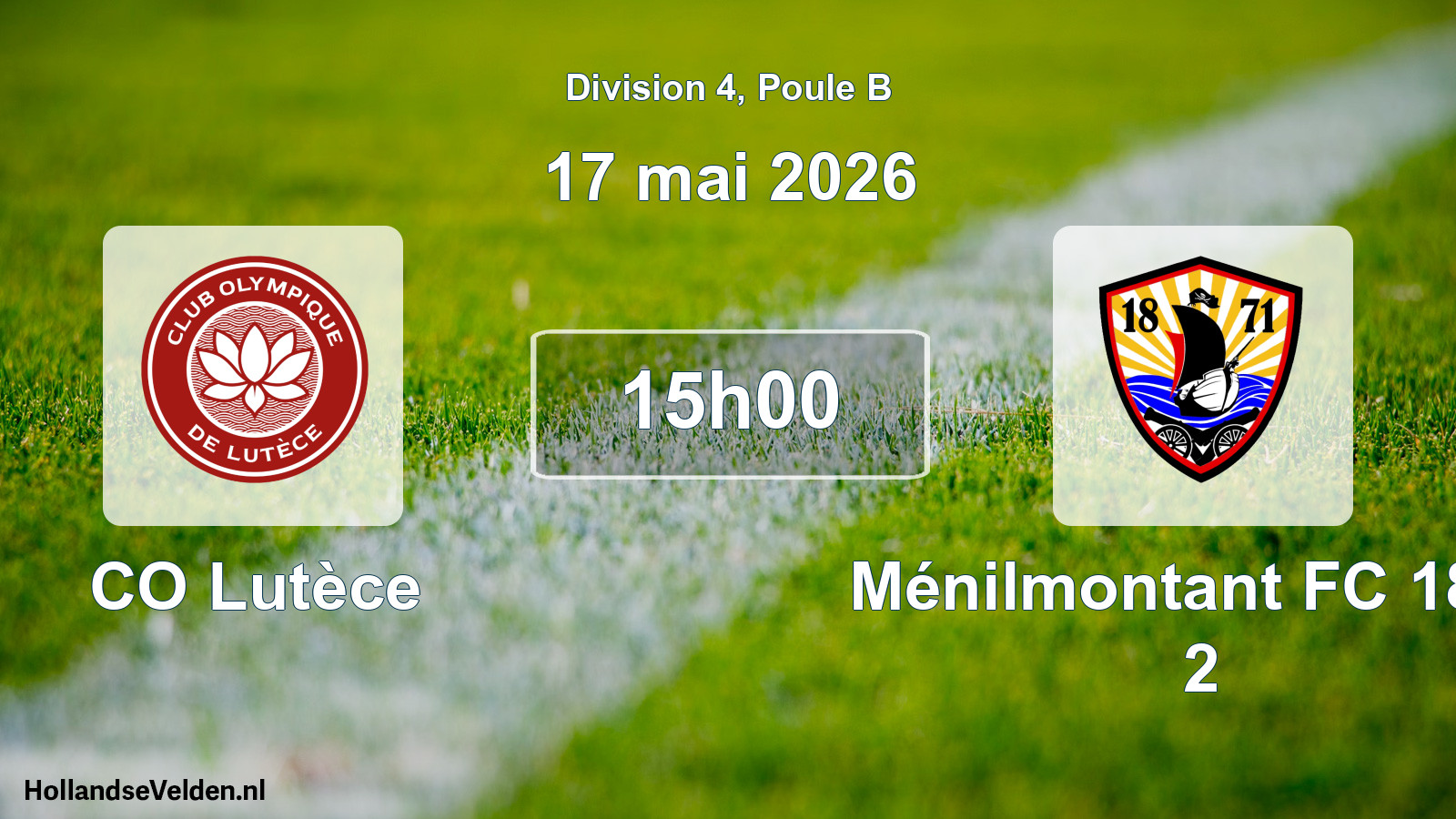Scheduled Match: CO Lutèce - Ménilmontant FC 1871 2 (17 May 2026)