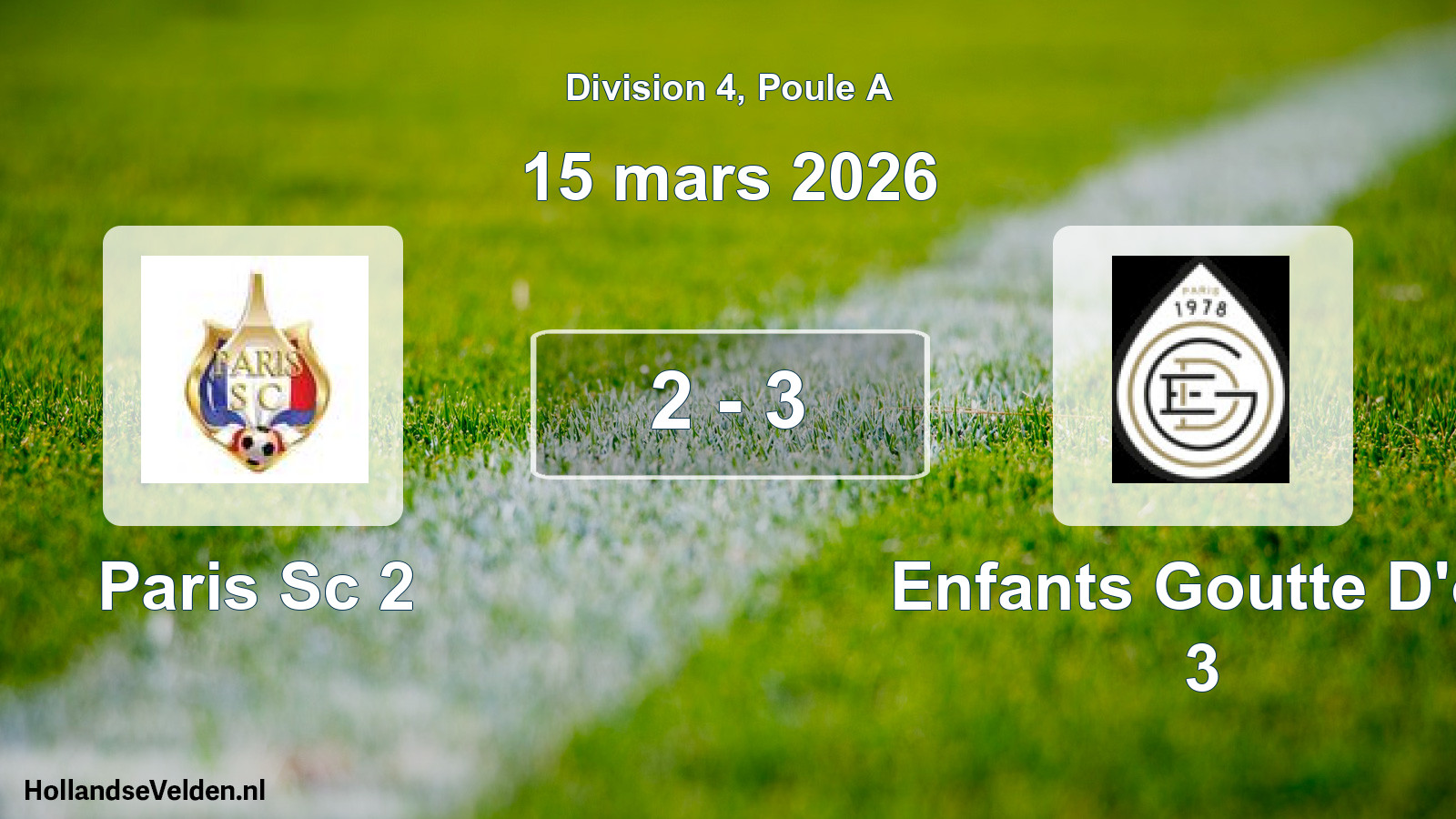 Total number of matches played: Paris Sc 2 - Enfants Goutte D'or 3 2 - 3 (15 March 2026)