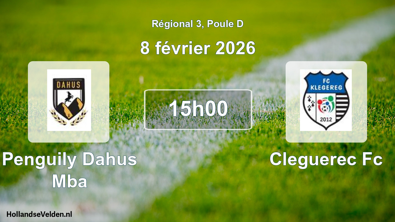 Geplande wedstrijd: Penguily Dahus Mba - Cleguerec Fc (8 février 2026)