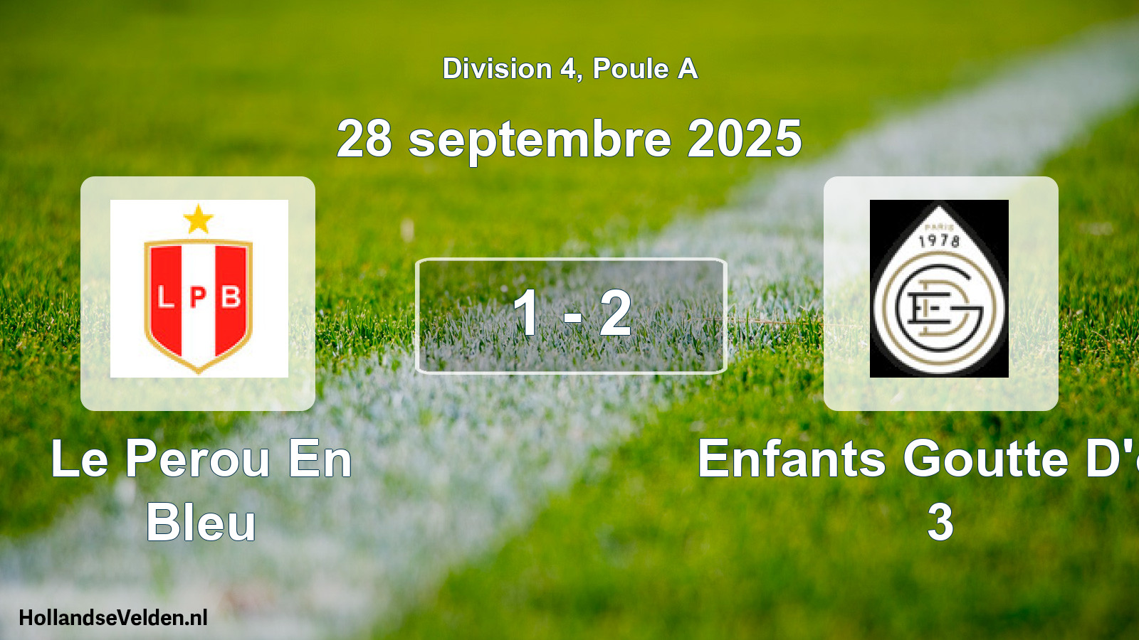 Total number of matches played: Le Perou En Bleu - Enfants Goutte D'or 3 1 - 2 (28 September 2025)