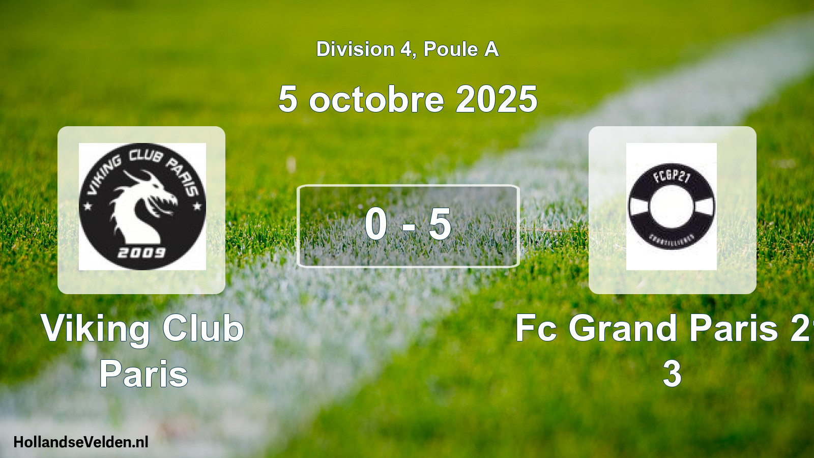 Total number of matches played: Viking Club Paris - Fc Grand Paris 21 3 0 - 5 (5 October 2025)