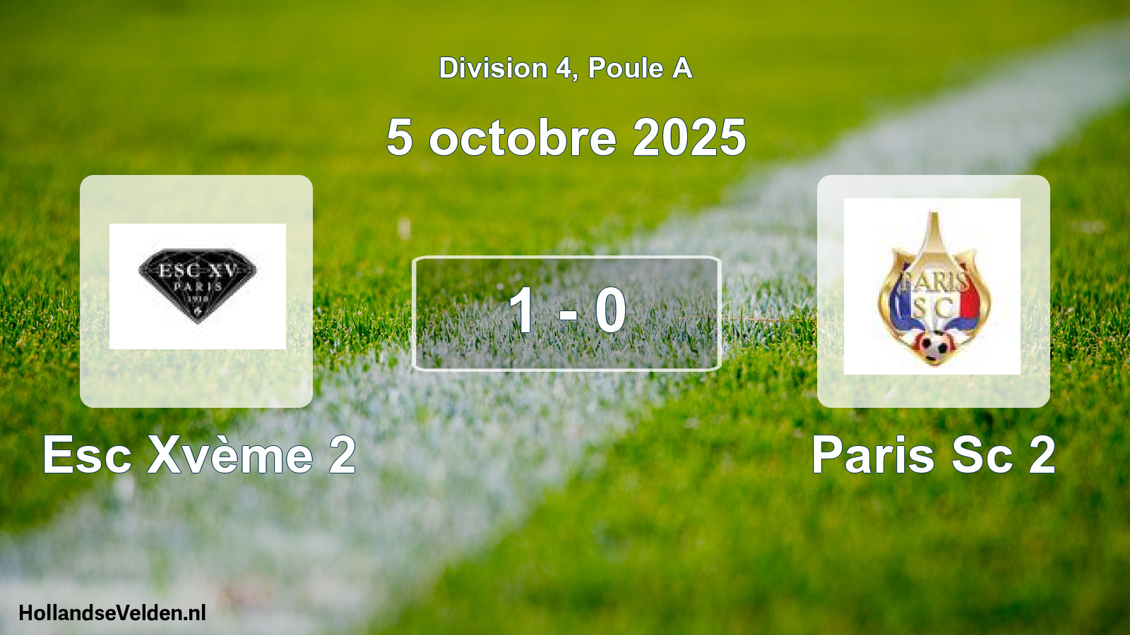 Total number of matches played: Esc Xvème 2 - Paris Sc 2 1 - 0 (5 October 2025)
