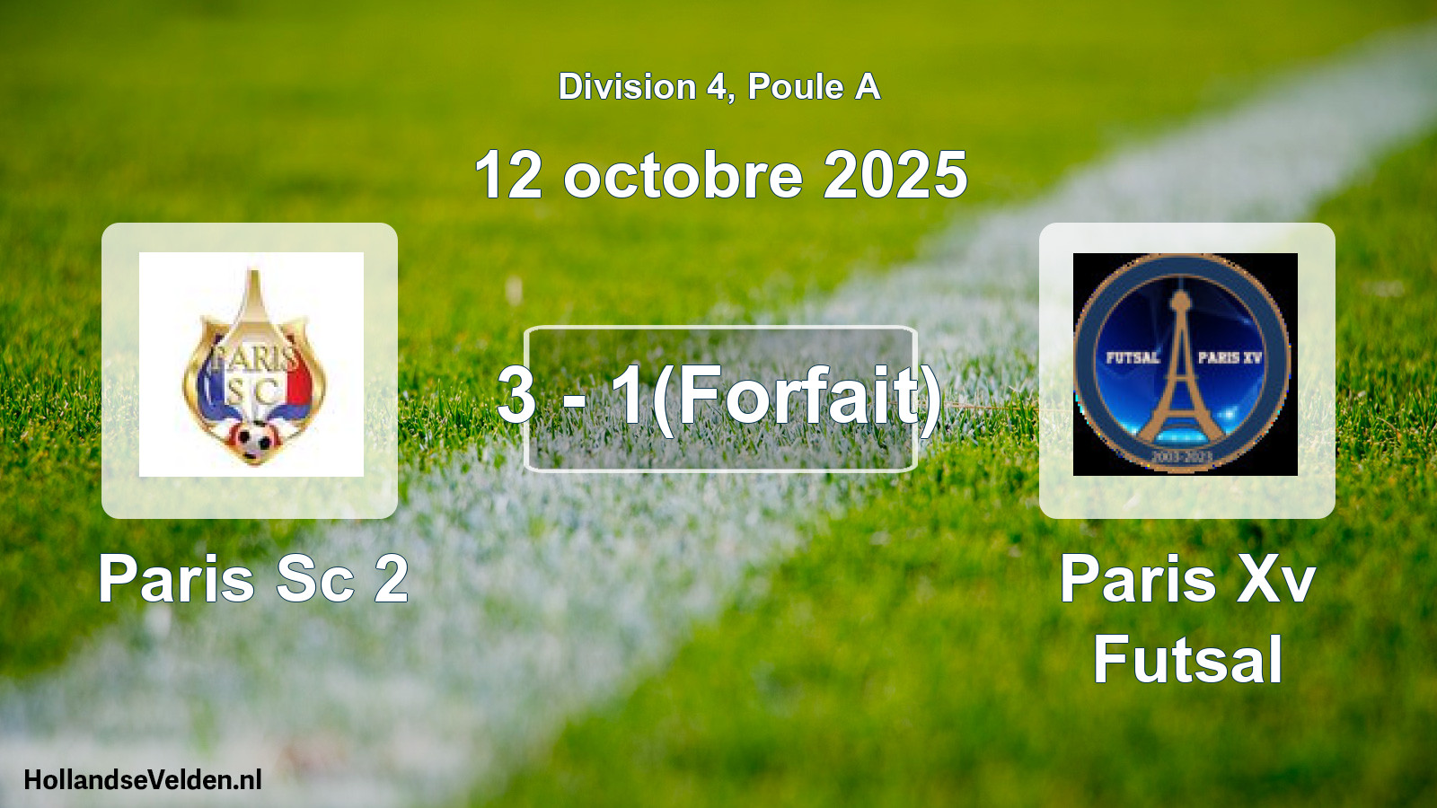 Total number of matches played: Paris Sc 2 - Paris Xv Futsal 3 - 1(Forfait) (12 October 2025)