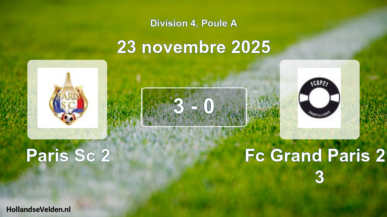 Total number of matches played: Paris Sc 2 - Fc Grand Paris 21 3 3 - 0 (23 November 2025)
