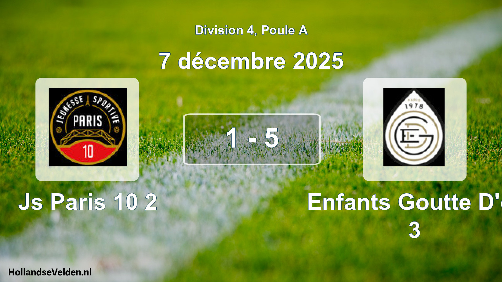 Total number of matches played: Js Paris 10 2 - Enfants Goutte D'or 3 1 - 5 (7 December 2025)