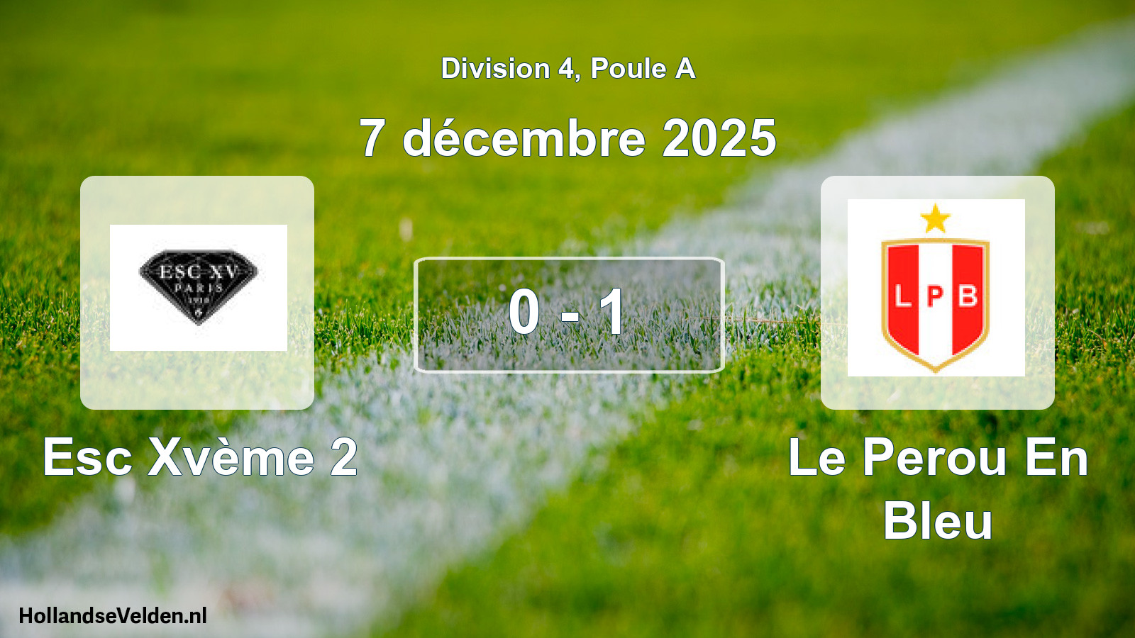 Total number of matches played: Esc Xvème 2 - Le Perou En Bleu 0 - 1 (7 December 2025)