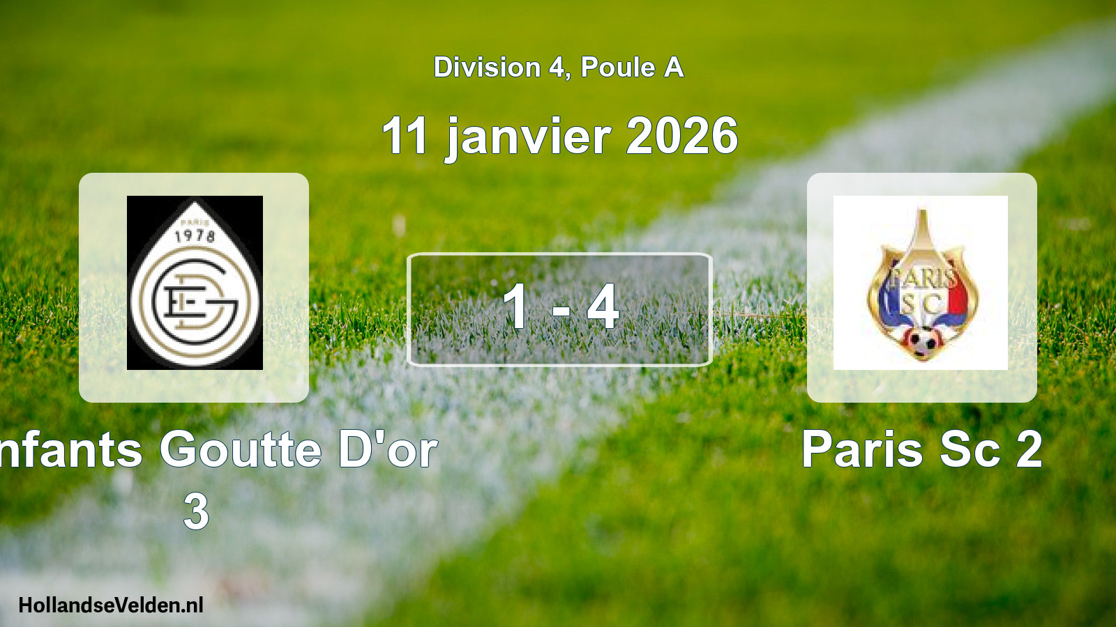 Total number of matches played: Enfants Goutte D'or 3 - Paris Sc 2 1 - 4 (11 January 2026)