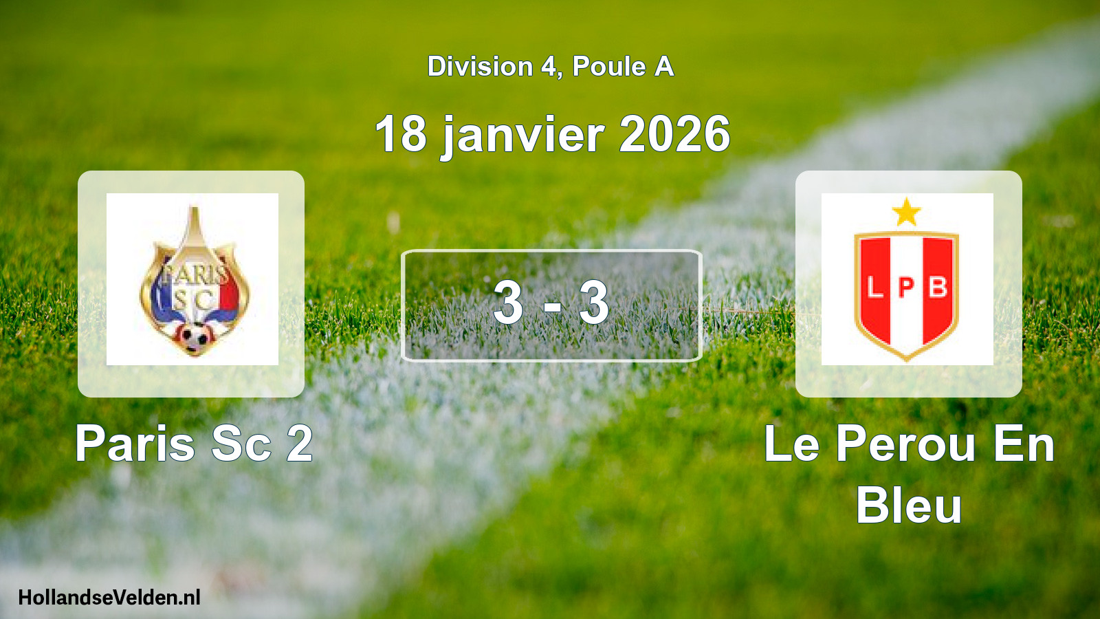 Total number of matches played: Paris Sc 2 - Le Perou En Bleu 3 - 3 (18 January 2026)