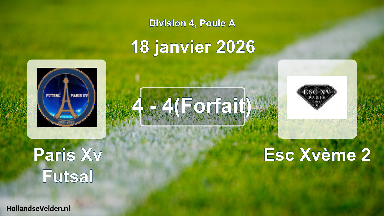 Total number of matches played: Paris Xv Futsal - Esc Xvème 2 4 - 4(Forfait) (18 January 2026)