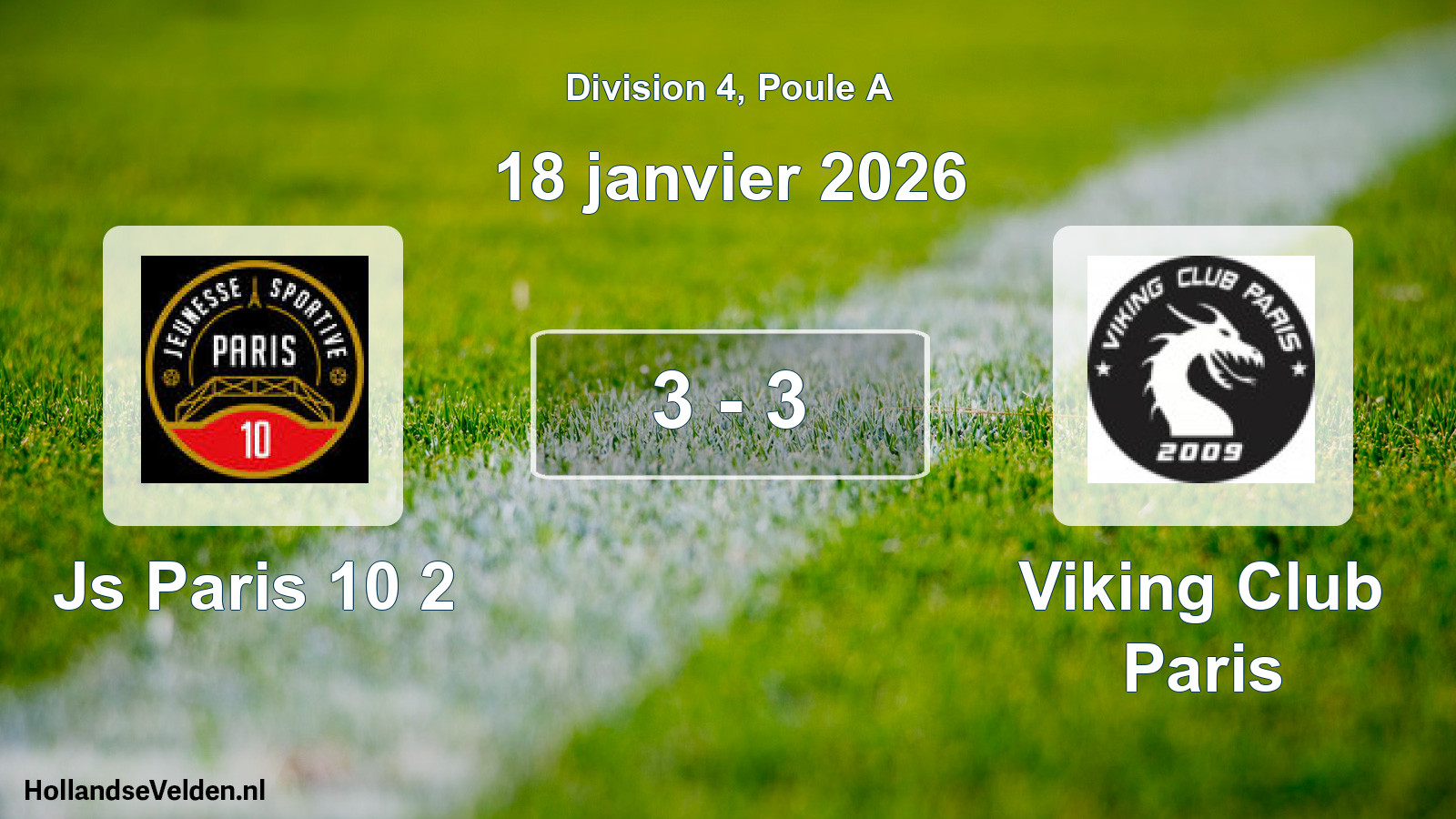 Total number of matches played: Js Paris 10 2 - Viking Club Paris 3 - 3 (18 January 2026)