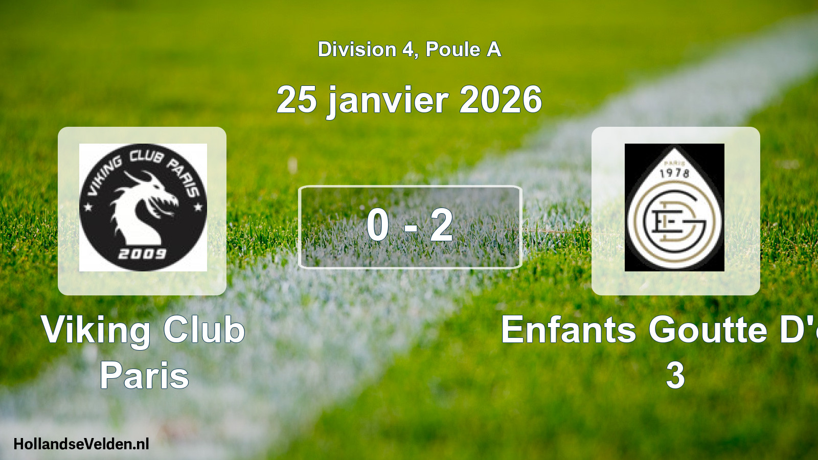 Total number of matches played: Viking Club Paris - Enfants Goutte D'or 3 0 - 2 (25 January 2026)