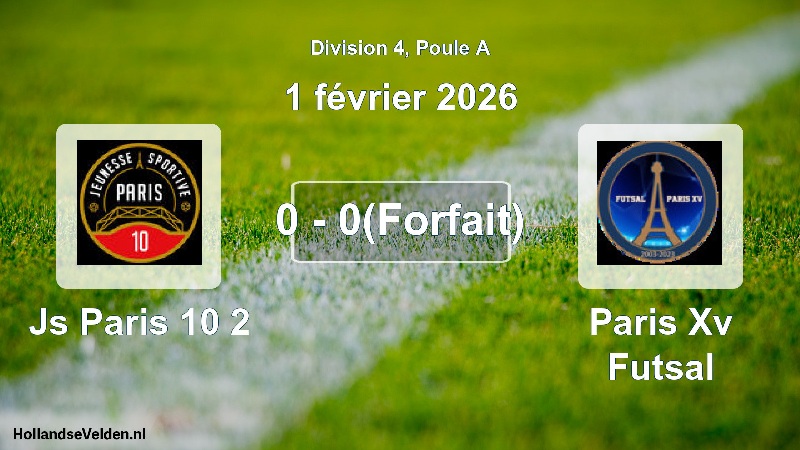 Total number of matches played: Js Paris 10 2 - Paris Xv Futsal 0 - 0(Forfait) (1 February 2026)