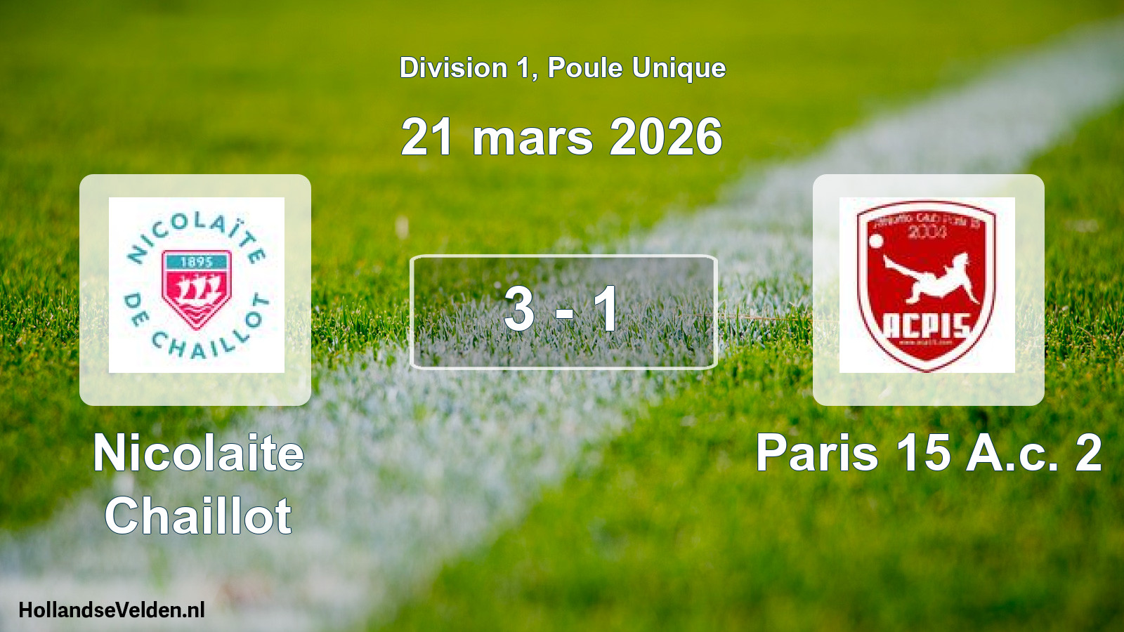 Total number of matches played: Nicolaite Chaillot - Paris 15 A.c. 2 3 - 1 (21 March 2026)