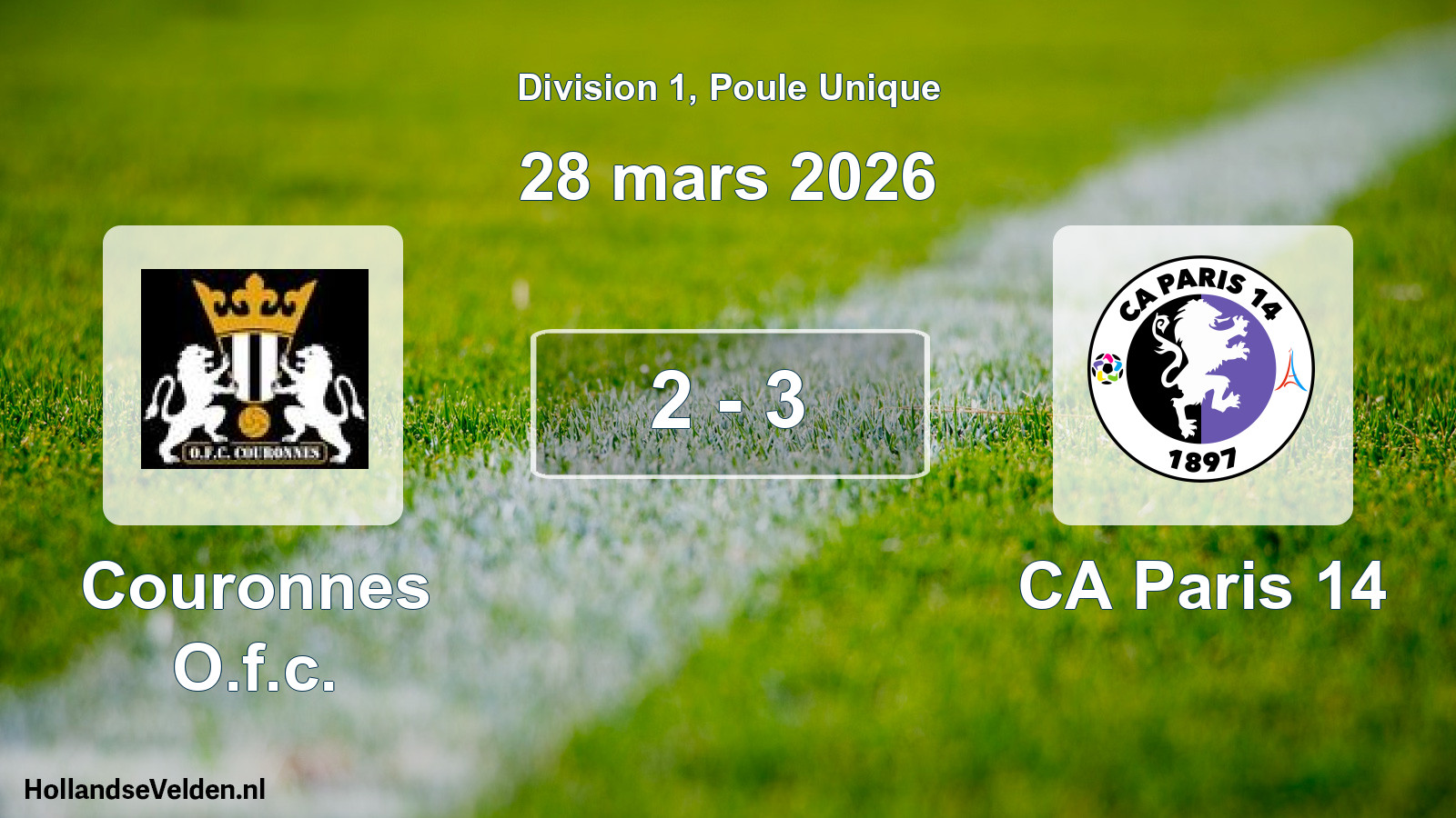 Total number of matches played: Couronnes O.f.c. - CA Paris 14 2 - 3 (28 March 2026)