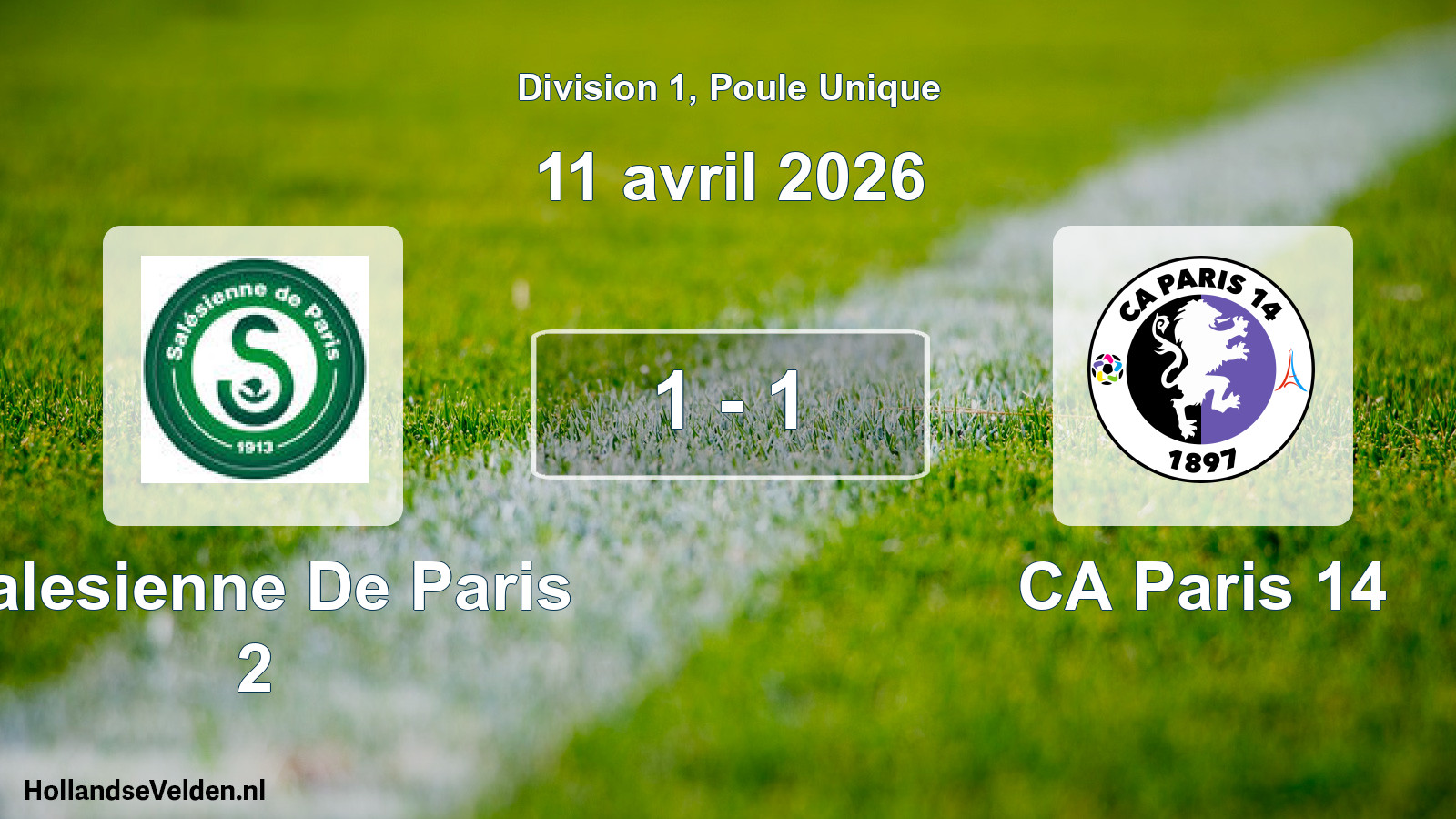 Total number of matches played: Salesienne De Paris 2 - CA Paris 14 1 - 1 (11 April 2026)